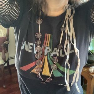 J Crew Smoky Topaz Plastic Gems on Silk Ribbon